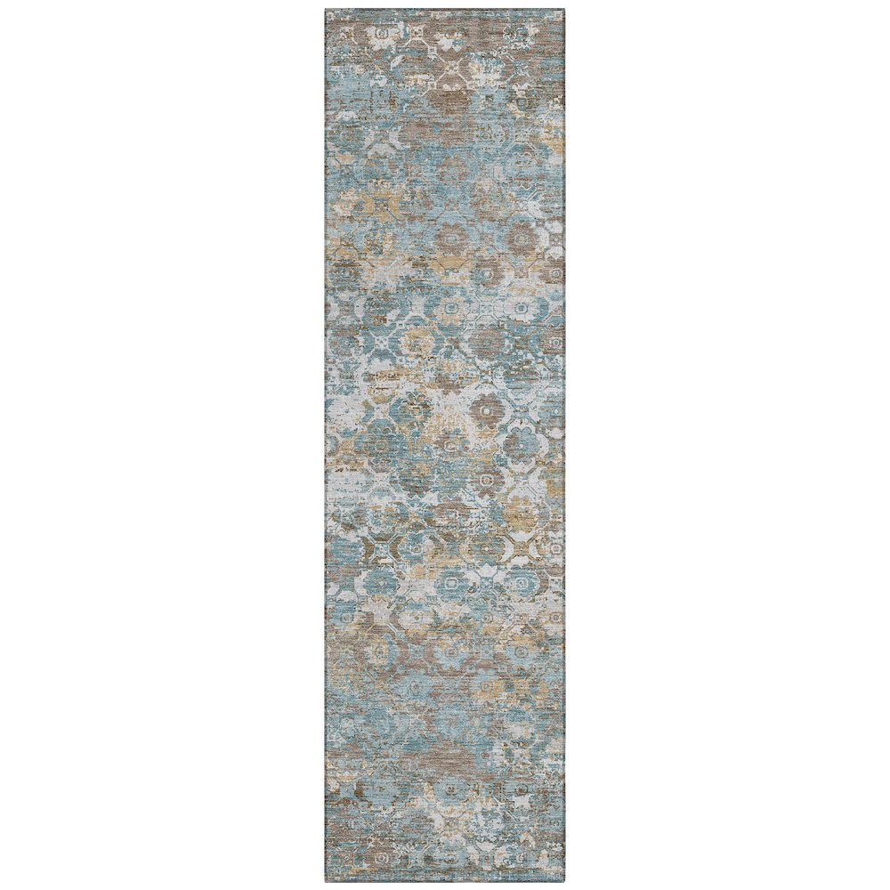 Machine Washable Indoor/Outdoor Chantille ACN2786 Teal 2'3" x 7'6" Runner Rug. Picture 1