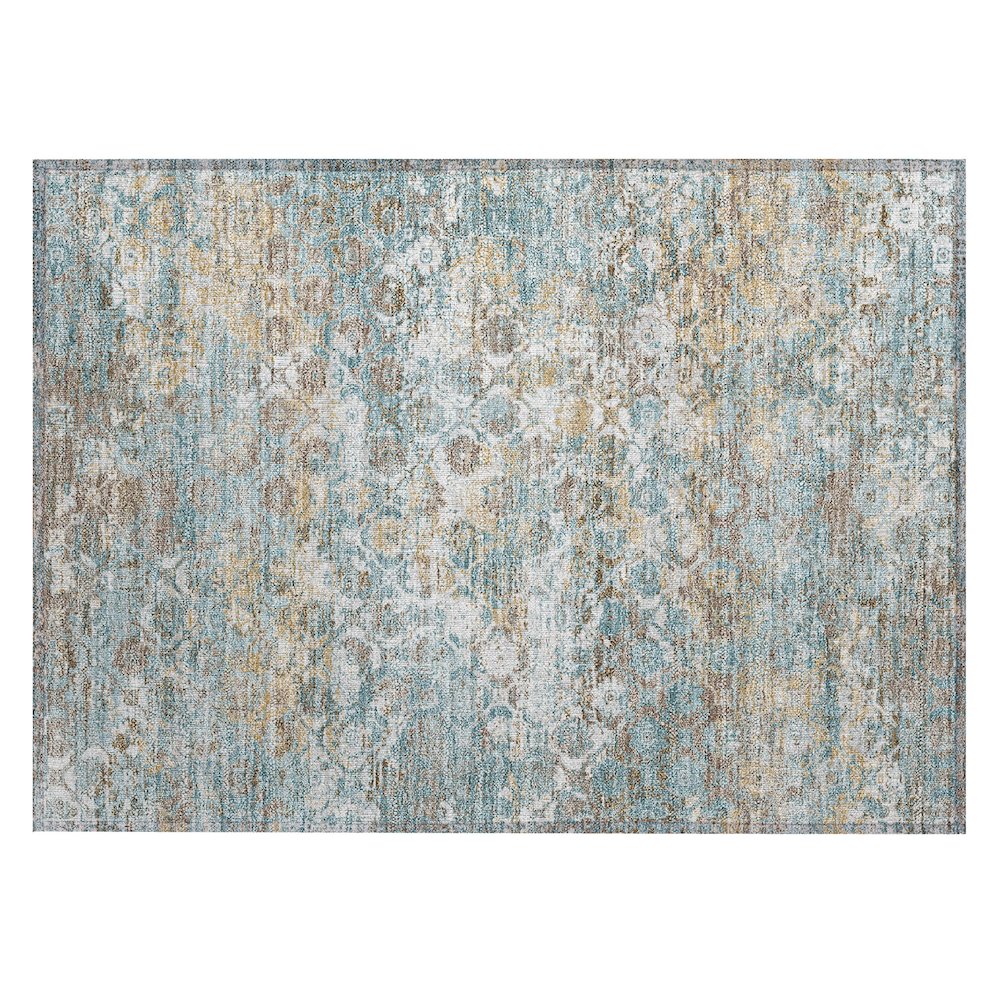 Machine Washable Indoor/Outdoor Chantille ACN2786 Teal 1'8" x 2'6" Rug. Picture 1
