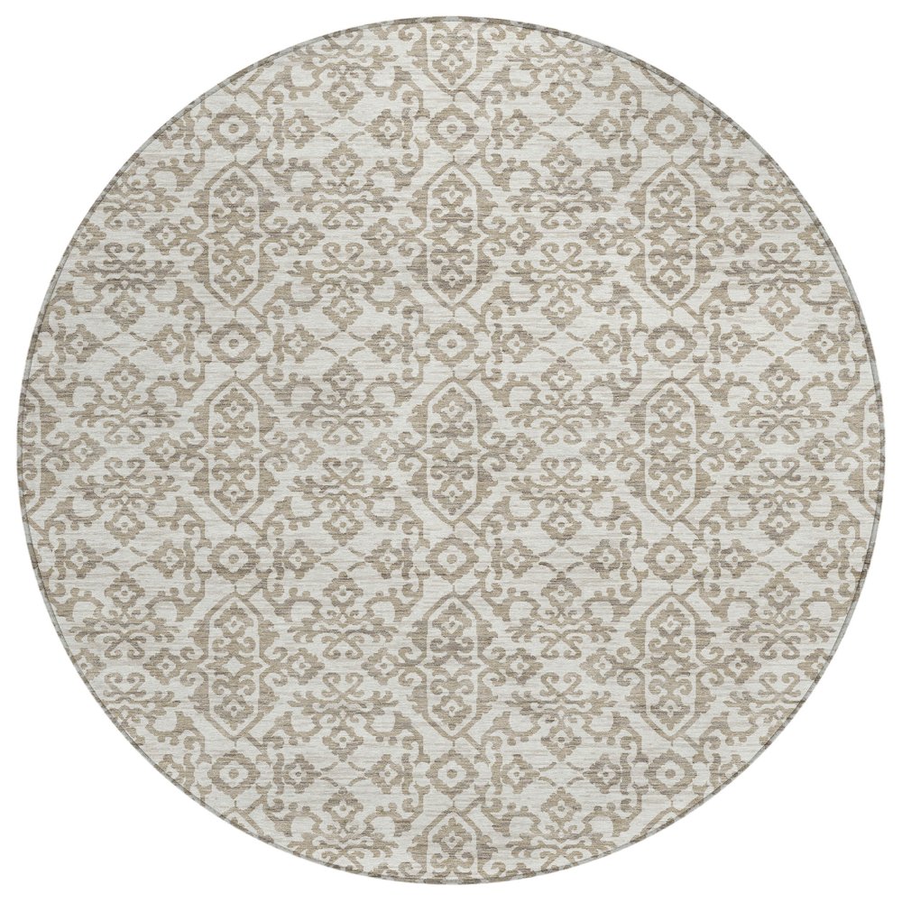 Machine Washable Indoor/Outdoor Chantille ACN2787 Ivory 8' x 8' Round Rug. Picture 1