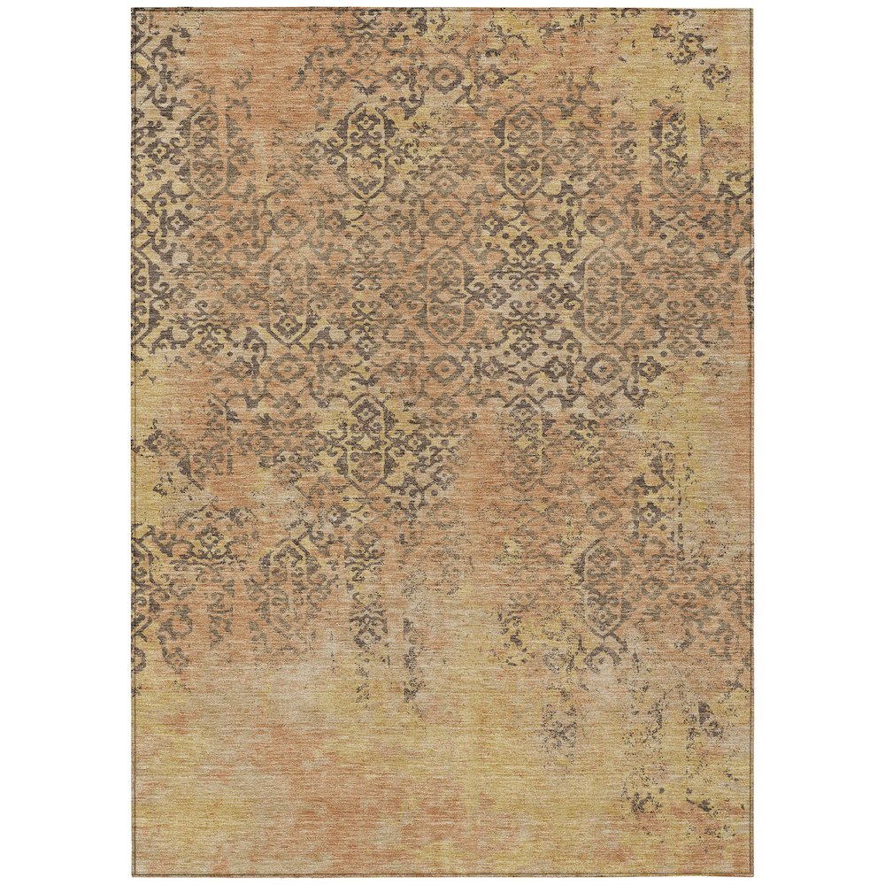 Machine Washable Indoor/Outdoor Chantille ACN2788 Orange 3' x 5' Rug. Picture 1