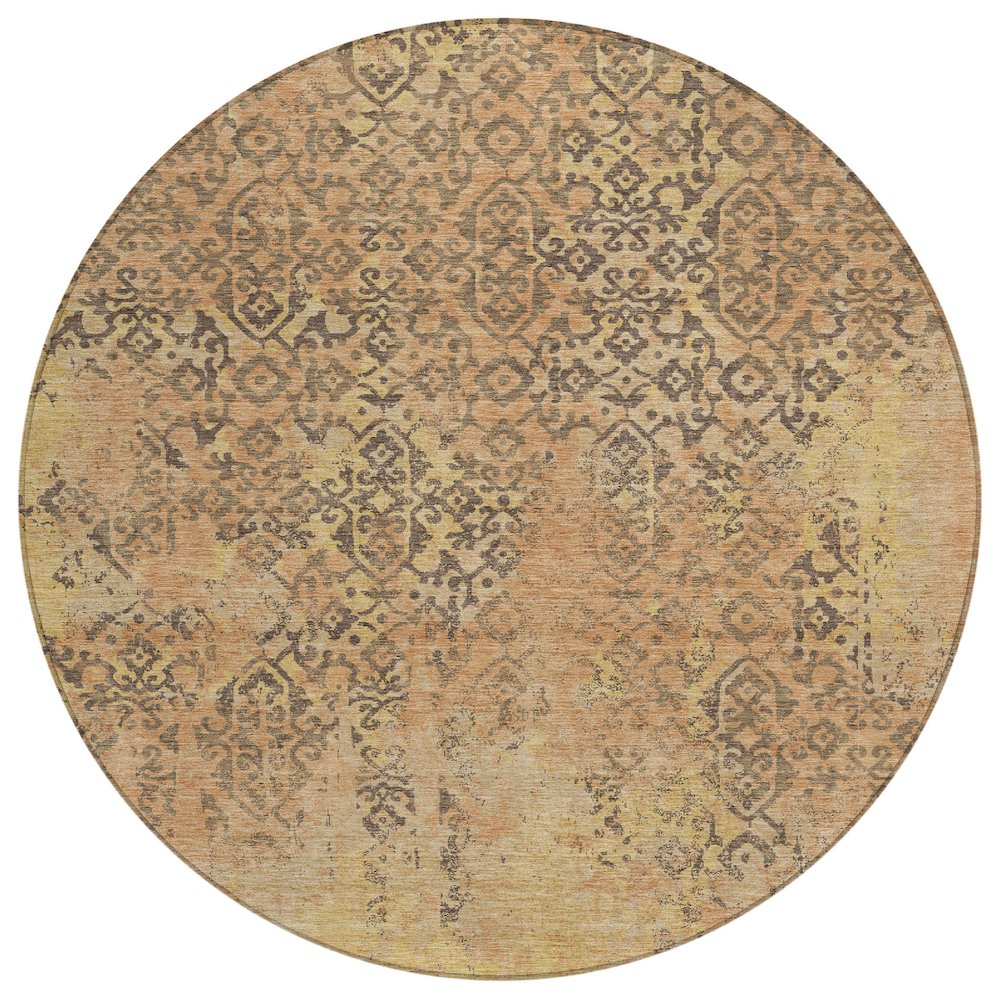 Machine Washable Indoor/Outdoor Chantille ACN2788 Orange 8' x 8' Round Rug. Picture 1