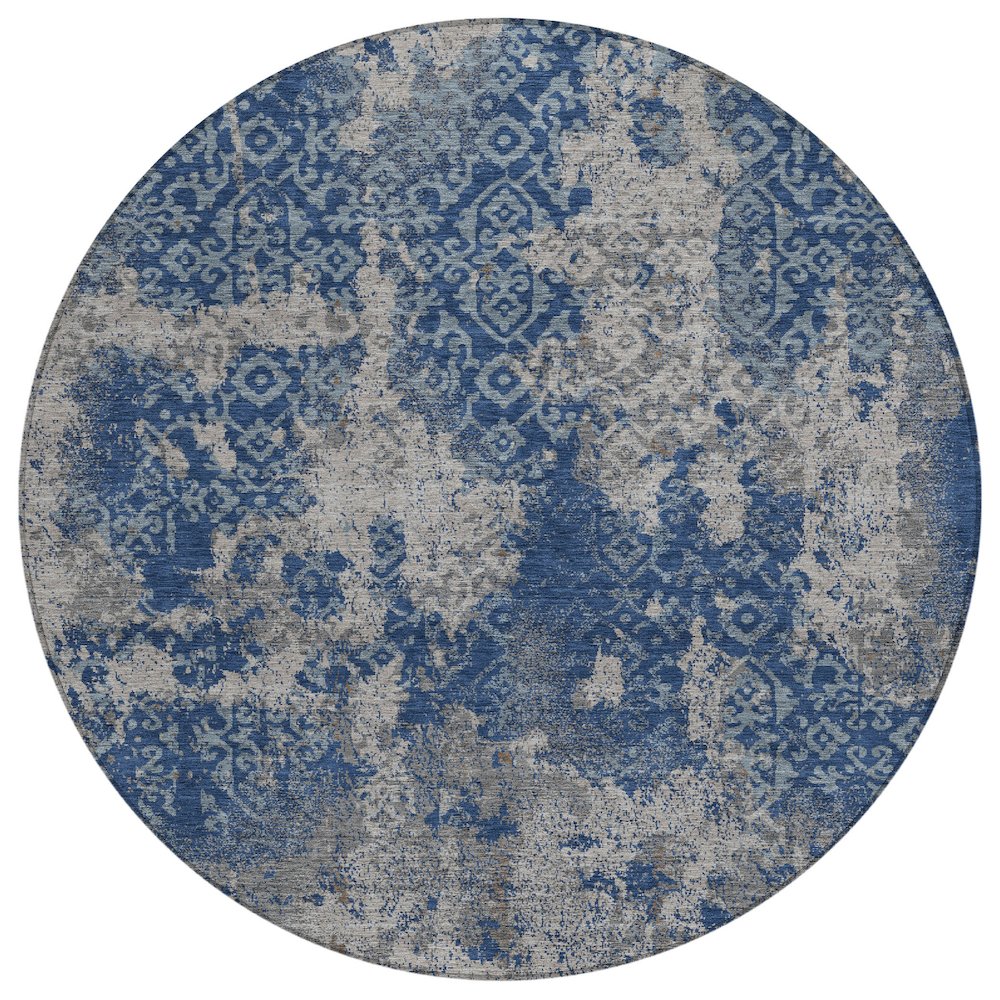 Machine Washable Indoor/Outdoor Chantille ACN2788 Blue 8' x 8' Round Rug. Picture 1