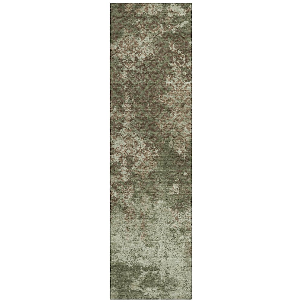 Machine Washable Indoor/Outdoor Chantille ACN2788 Green 2'3" x 7'6" Runner Rug. Picture 1