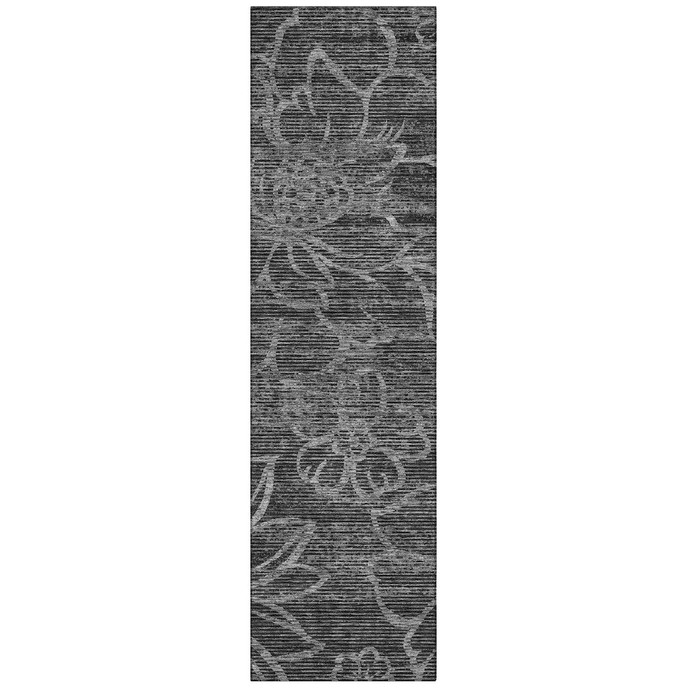 Machine Washable Indoor/Outdoor Chantille ACN2789 Black 2'3" x 7'6" Runner Rug. Picture 1