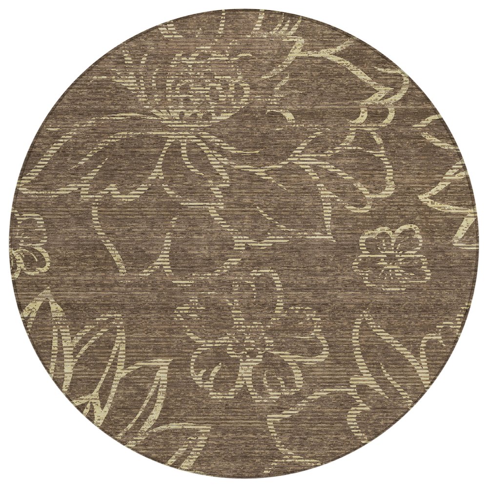 Machine Washable Indoor/Outdoor Chantille ACN2789 Brown 8' x 8' Round Rug. Picture 1