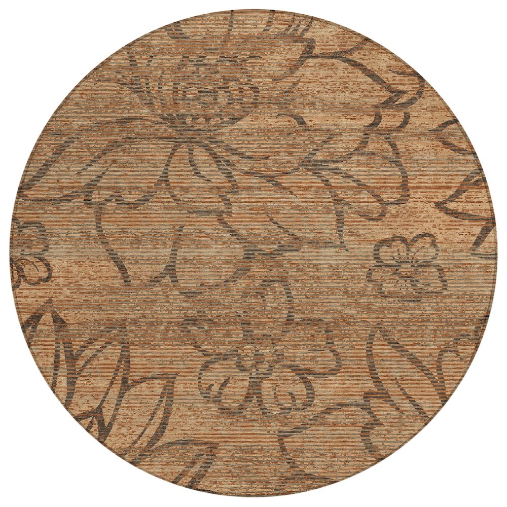 Machine Washable Indoor/Outdoor Chantille ACN2789 Orange 8' x 8' Round Rug. Picture 1
