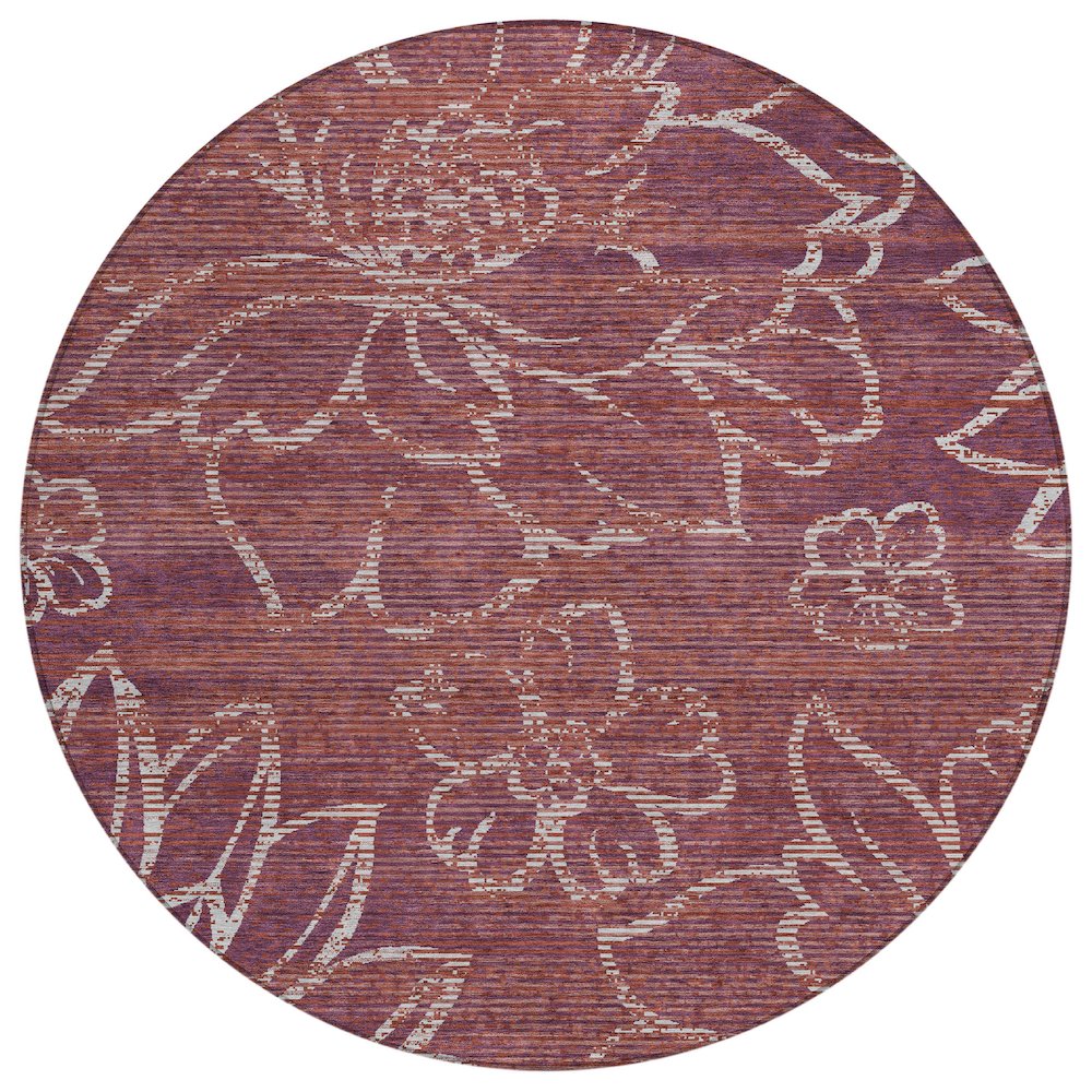Machine Washable Indoor/Outdoor Chantille ACN2789 Purple 8' x 8' Round Rug. Picture 1