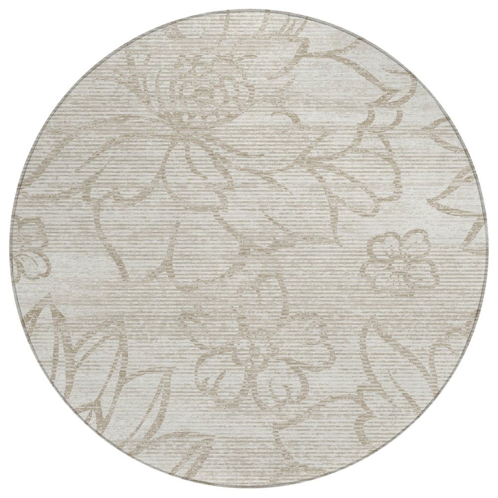 Machine Washable Indoor/Outdoor Chantille ACN2789 Ivory 8' x 8' Round Rug. Picture 1