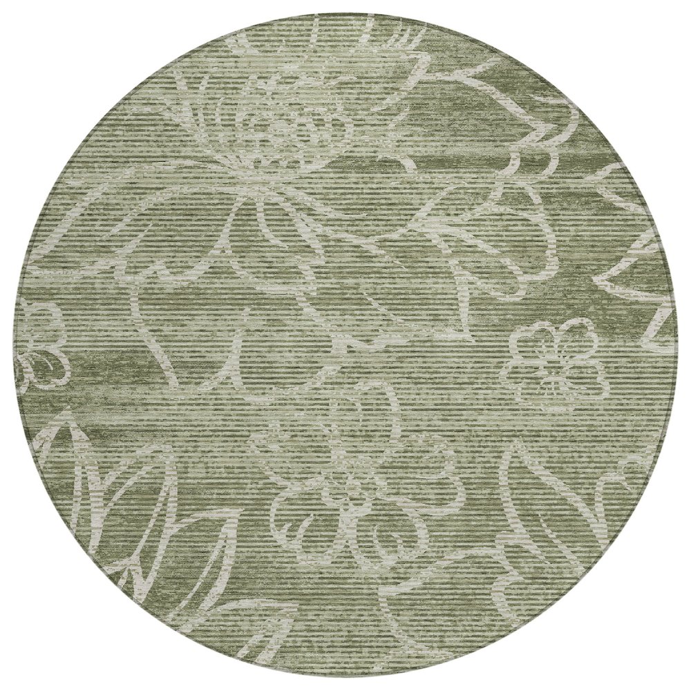 Machine Washable Indoor/Outdoor Chantille ACN2789 Green 8' x 8' Round Rug. Picture 1