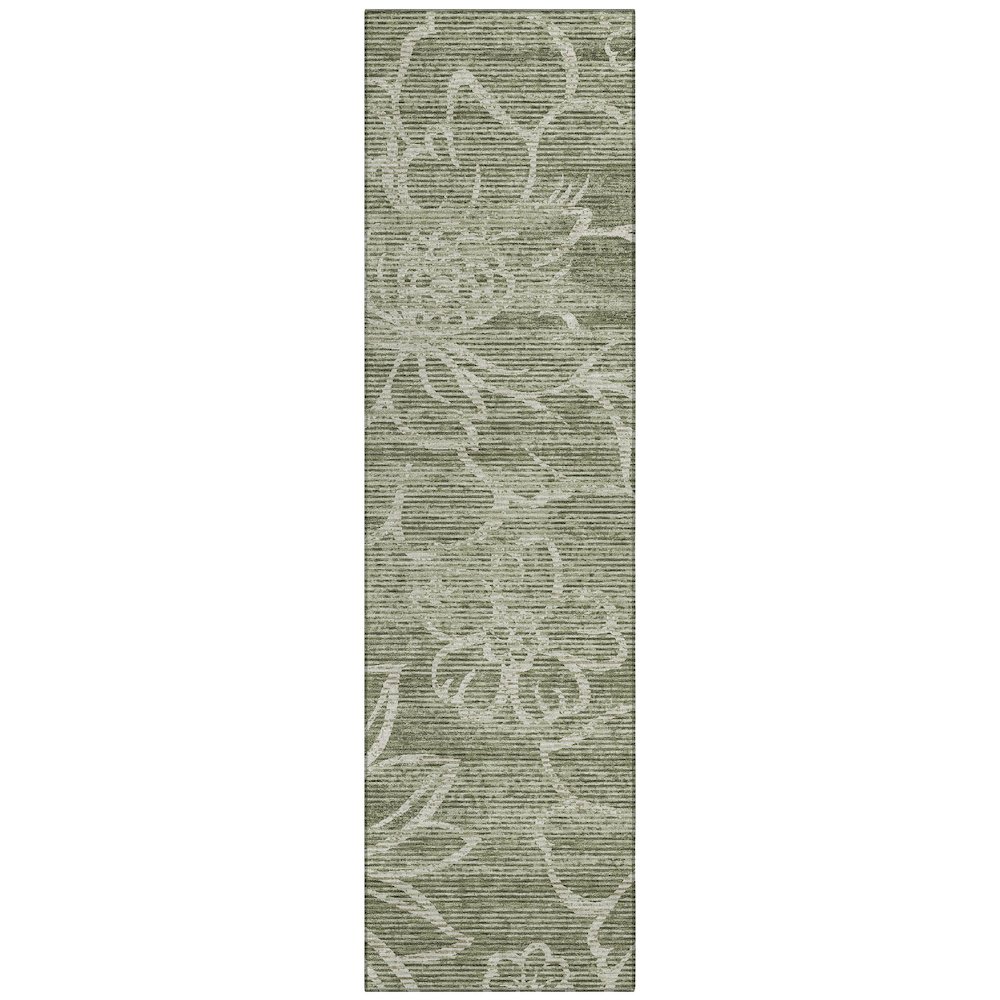 Machine Washable Indoor/Outdoor Chantille ACN2789 Green 2'3" x 7'6" Runner Rug. Picture 1