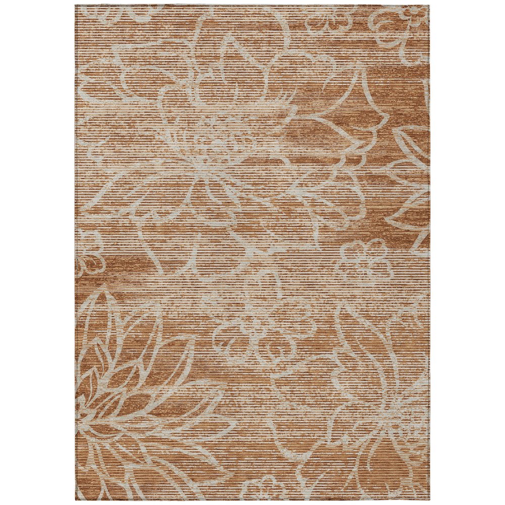 Machine Washable Indoor/Outdoor Chantille ACN2789 Orange 3' x 5' Rug. Picture 1