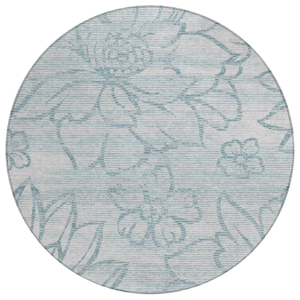 Machine Washable Indoor/Outdoor Chantille ACN2789 Gray 8' x 8' Round Rug. Picture 1