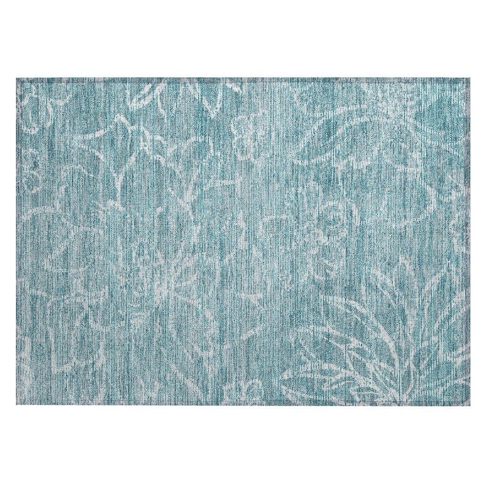 Machine Washable Indoor/Outdoor Chantille ACN2789 Teal 1'8" x 2'6" Rug. Picture 1