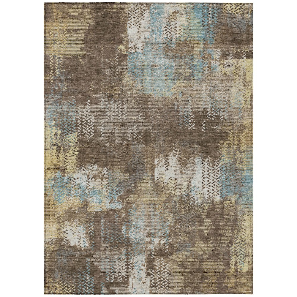 Machine Washable Indoor/Outdoor Chantille ACN2790 Brown 3' x 5' Rug. Picture 1