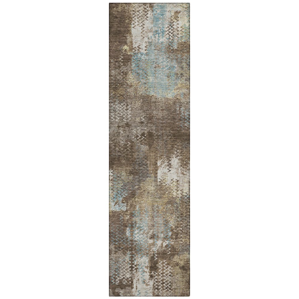 Machine Washable Indoor/Outdoor Chantille ACN2790 Brown 2'3" x 7'6" Runner Rug. Picture 1