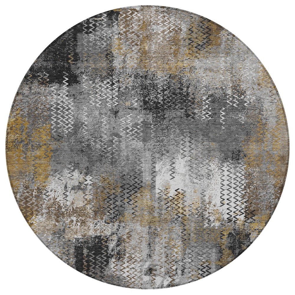 Machine Washable Indoor/Outdoor Chantille ACN2790 Gray 8' x 8' Round Rug. Picture 1