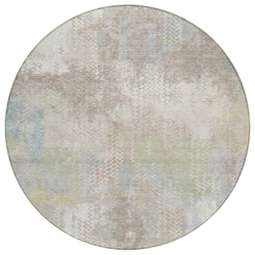 Machine Washable Indoor/Outdoor Chantille ACN2790 Ivory 8' x 8' Round Rug. Picture 1