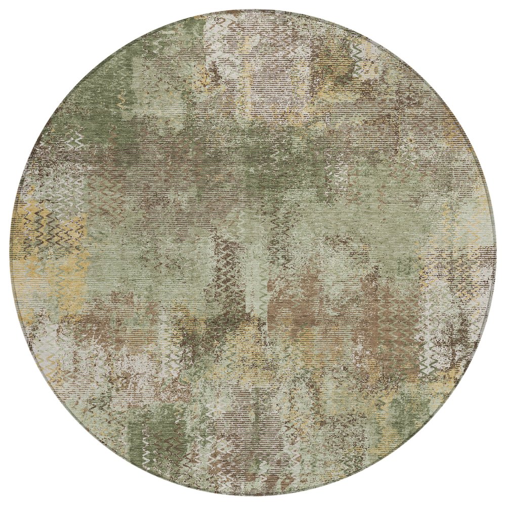 Machine Washable Indoor/Outdoor Chantille ACN2790 Green 8' x 8' Round Rug. Picture 1