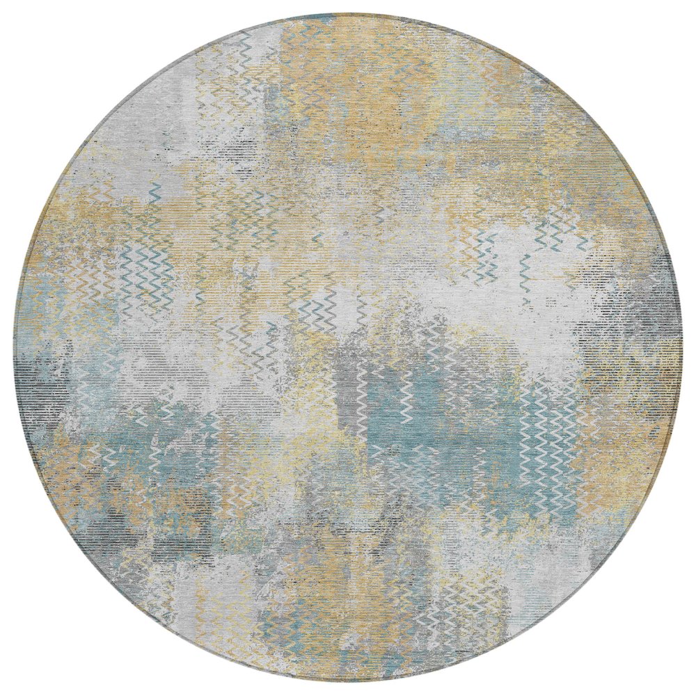 Machine Washable Indoor/Outdoor Chantille ACN2790 Gray 8' x 8' Round Rug. Picture 1