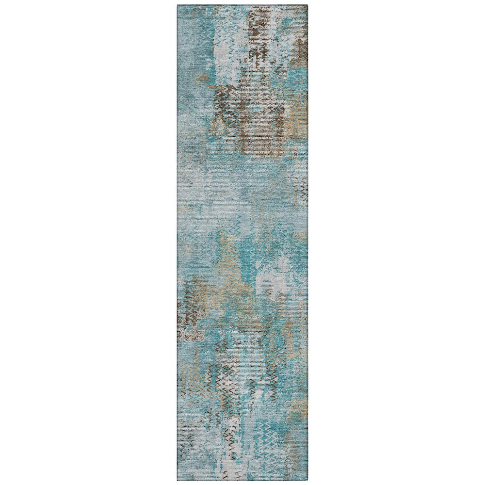 Machine Washable Indoor/Outdoor Chantille ACN2790 Teal 2'3" x 7'6" Runner Rug. Picture 1