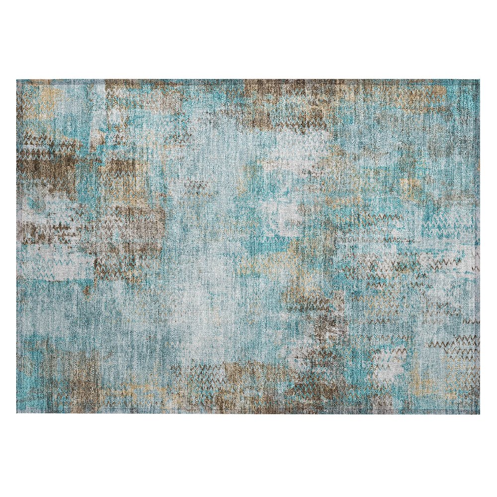 Machine Washable Indoor/Outdoor Chantille ACN2790 Teal 1'8" x 2'6" Rug. Picture 1