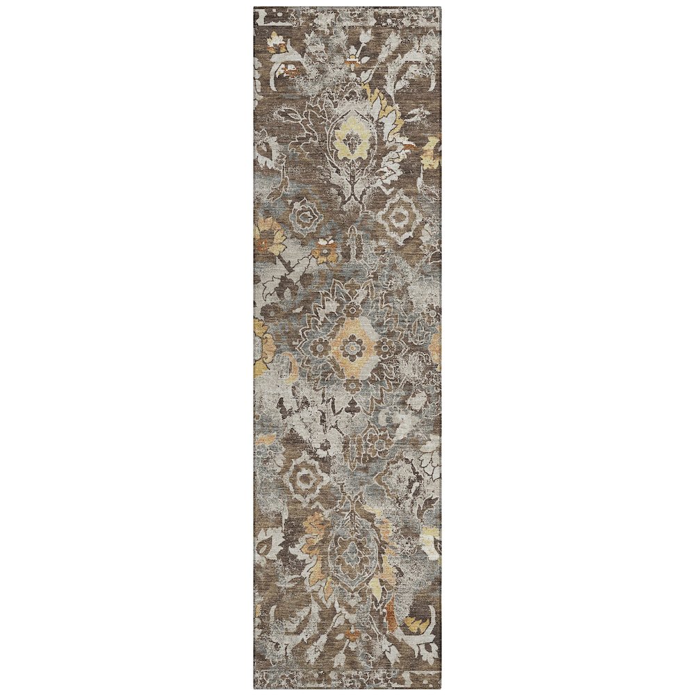 Machine Washable Indoor/Outdoor Chantille ACN2791 Brown 2'3" x 7'6" Runner Rug. Picture 1