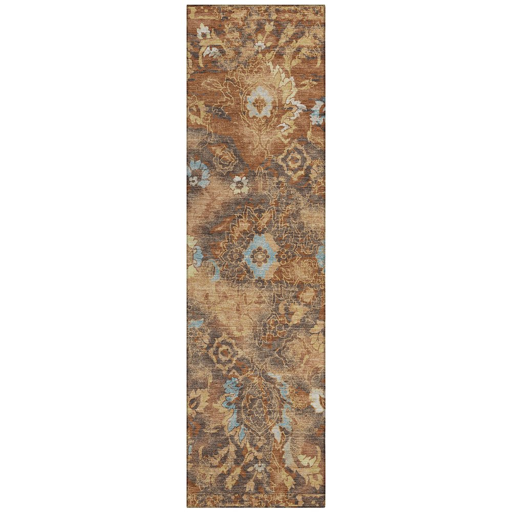 Machine Washable Indoor/Outdoor Chantille ACN2791 Orange 2'3" x 7'6" Runner Rug. Picture 1