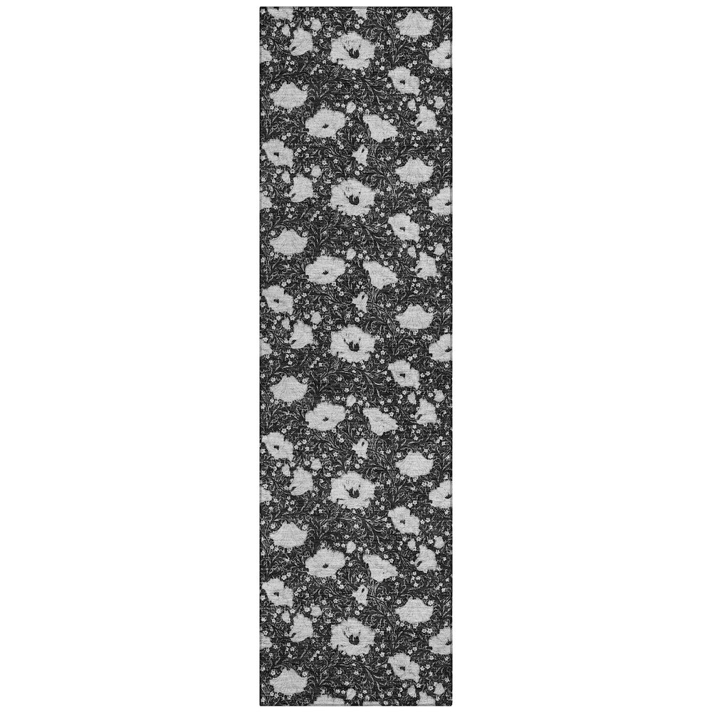 Machine Washable Indoor/Outdoor Chantille ACN2792 Black 2'3" x 7'6" Runner Rug. Picture 1