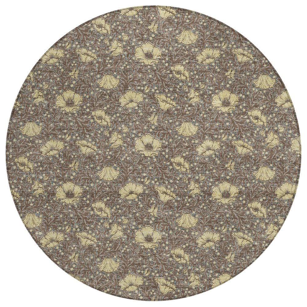Machine Washable Indoor/Outdoor Chantille ACN2792 Brown 8' x 8' Round Rug. Picture 1