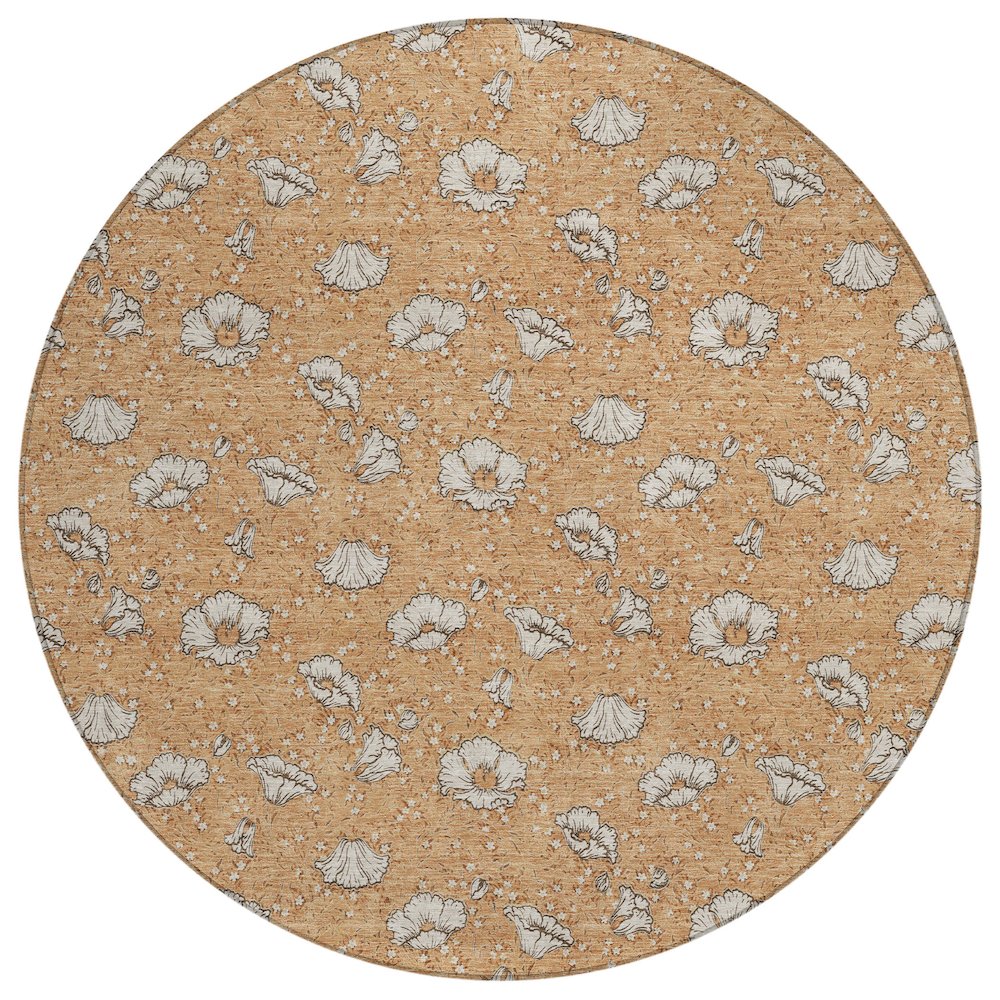 Machine Washable Indoor/Outdoor Chantille ACN2792 Orange 8' x 8' Round Rug. Picture 1