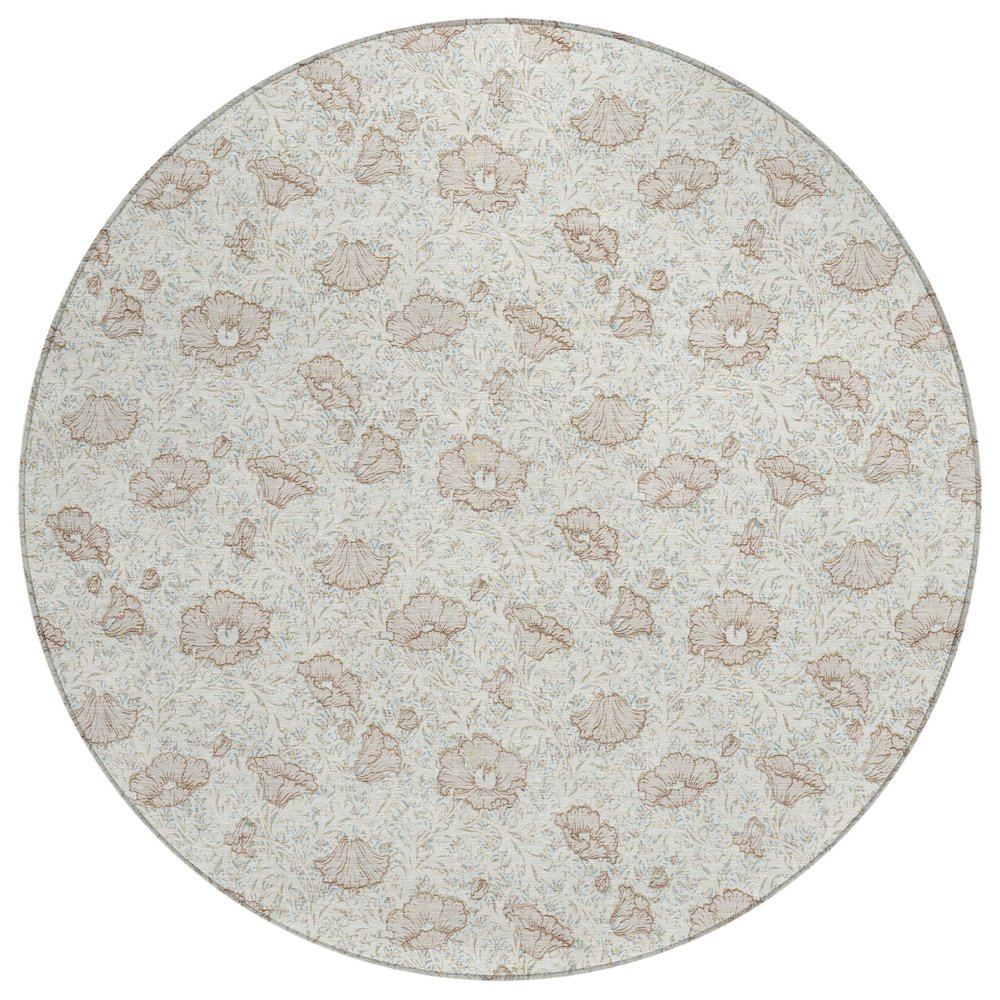 Machine Washable Indoor/Outdoor Chantille ACN2792 Ivory 8' x 8' Round Rug. Picture 1