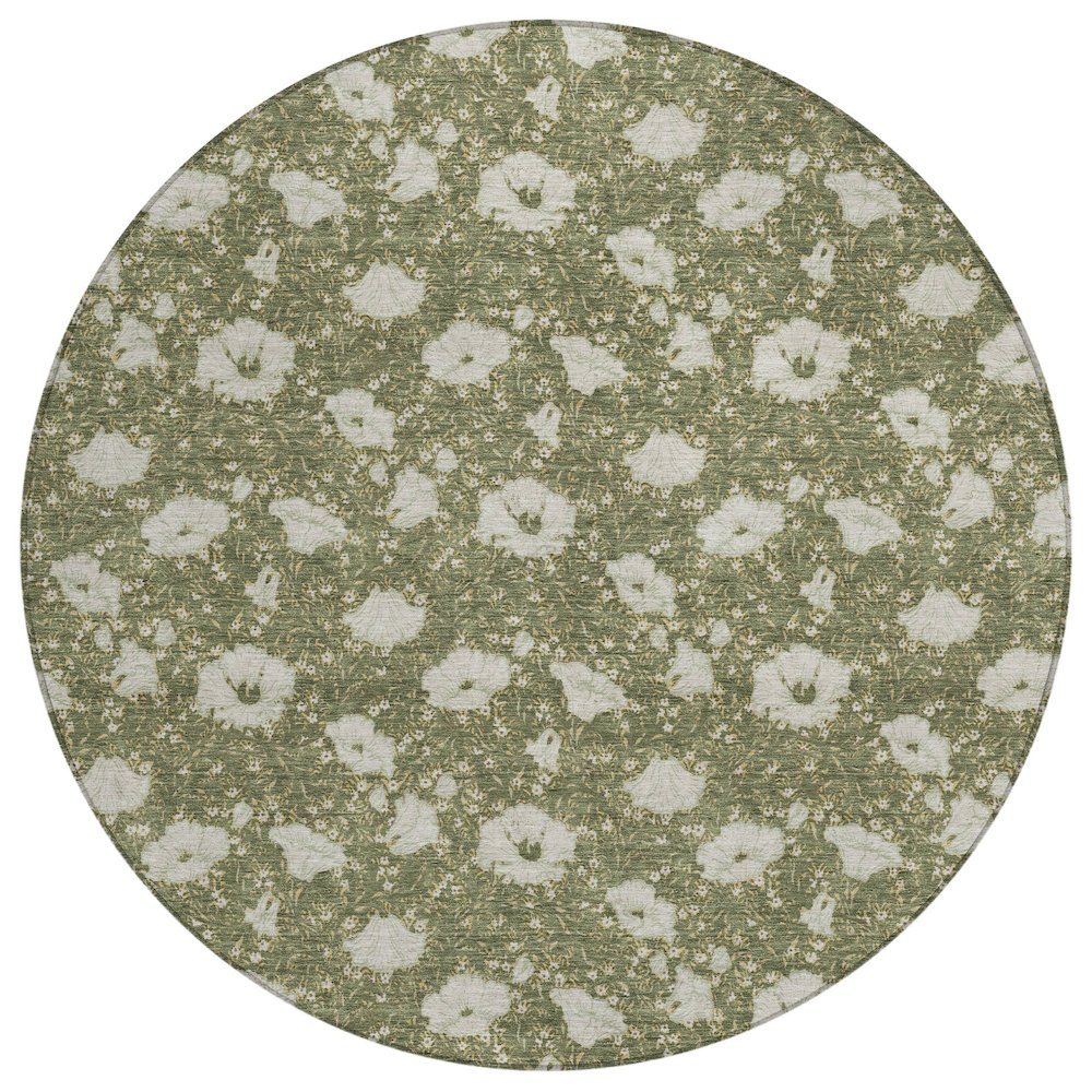 Machine Washable Indoor/Outdoor Chantille ACN2792 Green 8' x 8' Round Rug. Picture 1