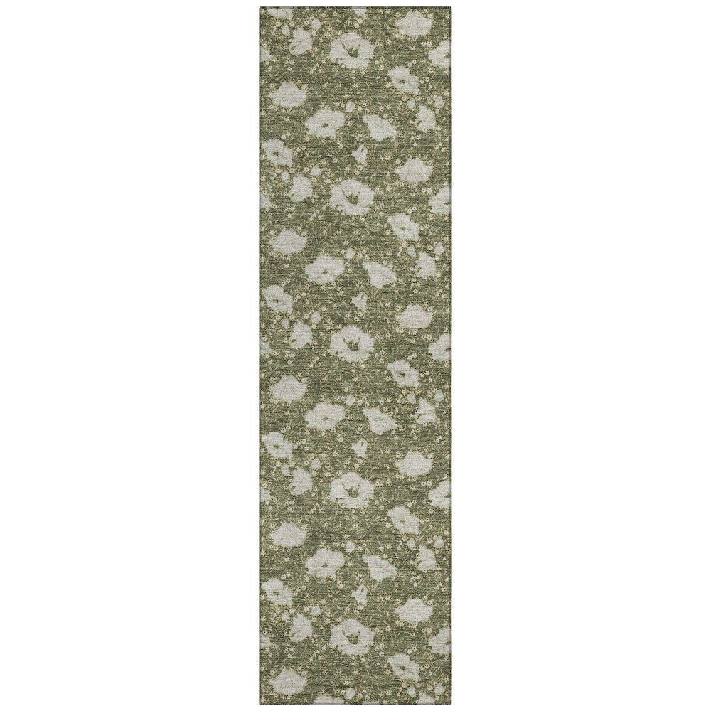 Machine Washable Indoor/Outdoor Chantille ACN2792 Green 2'3" x 7'6" Runner Rug. Picture 1