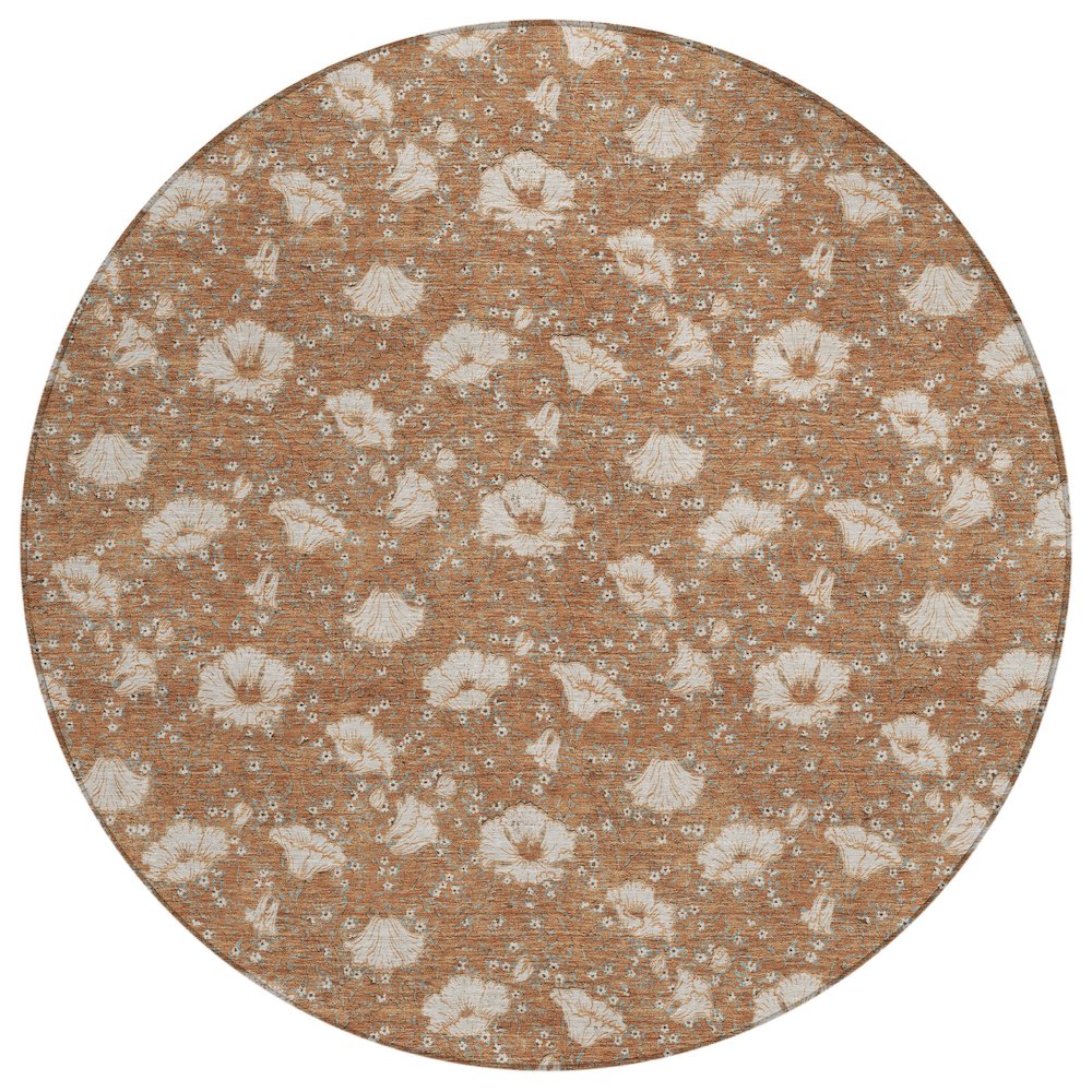 Machine Washable Indoor/Outdoor Chantille ACN2792 Orange 8' x 8' Round Rug. Picture 1