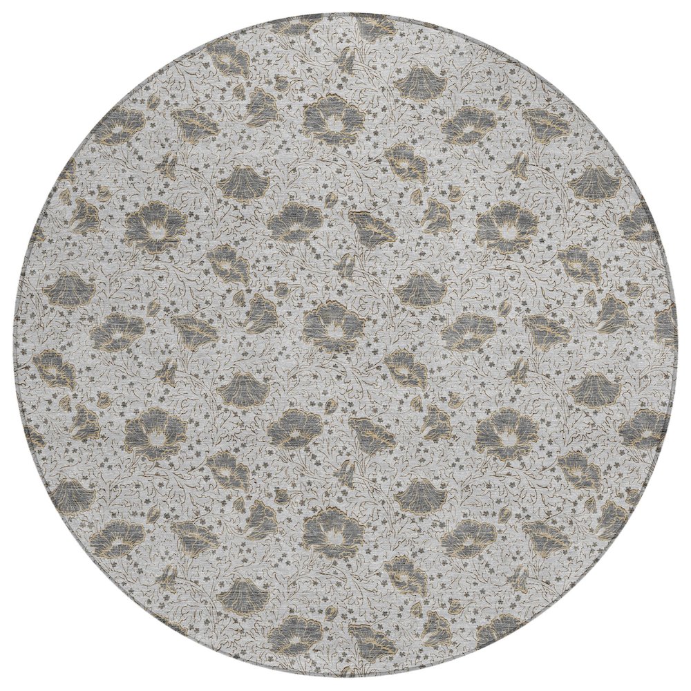 Machine Washable Indoor/Outdoor Chantille ACN2792 Gray 8' x 8' Round Rug. Picture 1