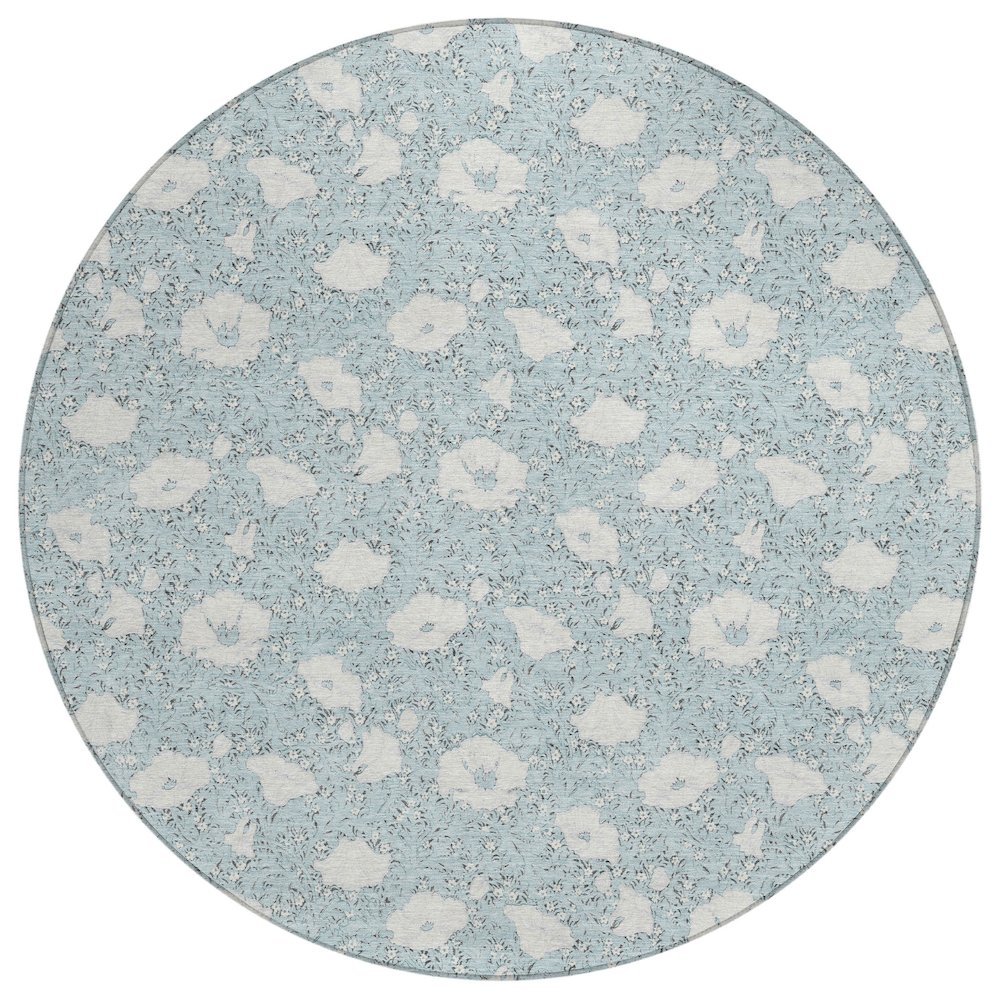 Machine Washable Indoor/Outdoor Chantille ACN2792 Blue 8' x 8' Round Rug. Picture 1
