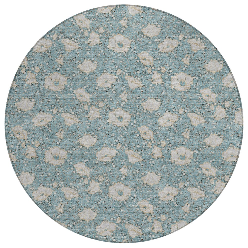 Machine Washable Indoor/Outdoor Chantille ACN2792 Teal 8' x 8' Round Rug. Picture 1