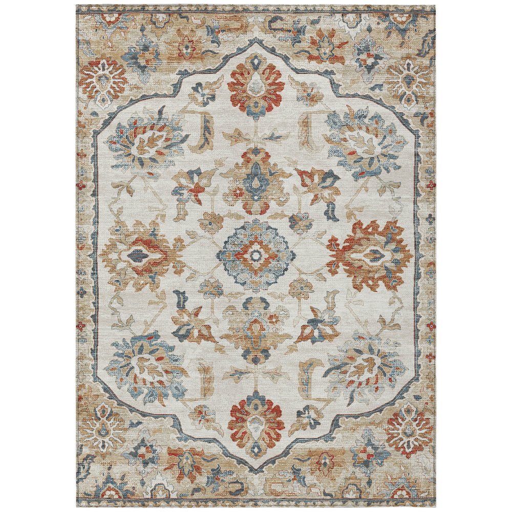 Machine Washable Indoor/Outdoor Chantille ACN2793 Ivory 3' x 5' Rug. Picture 1