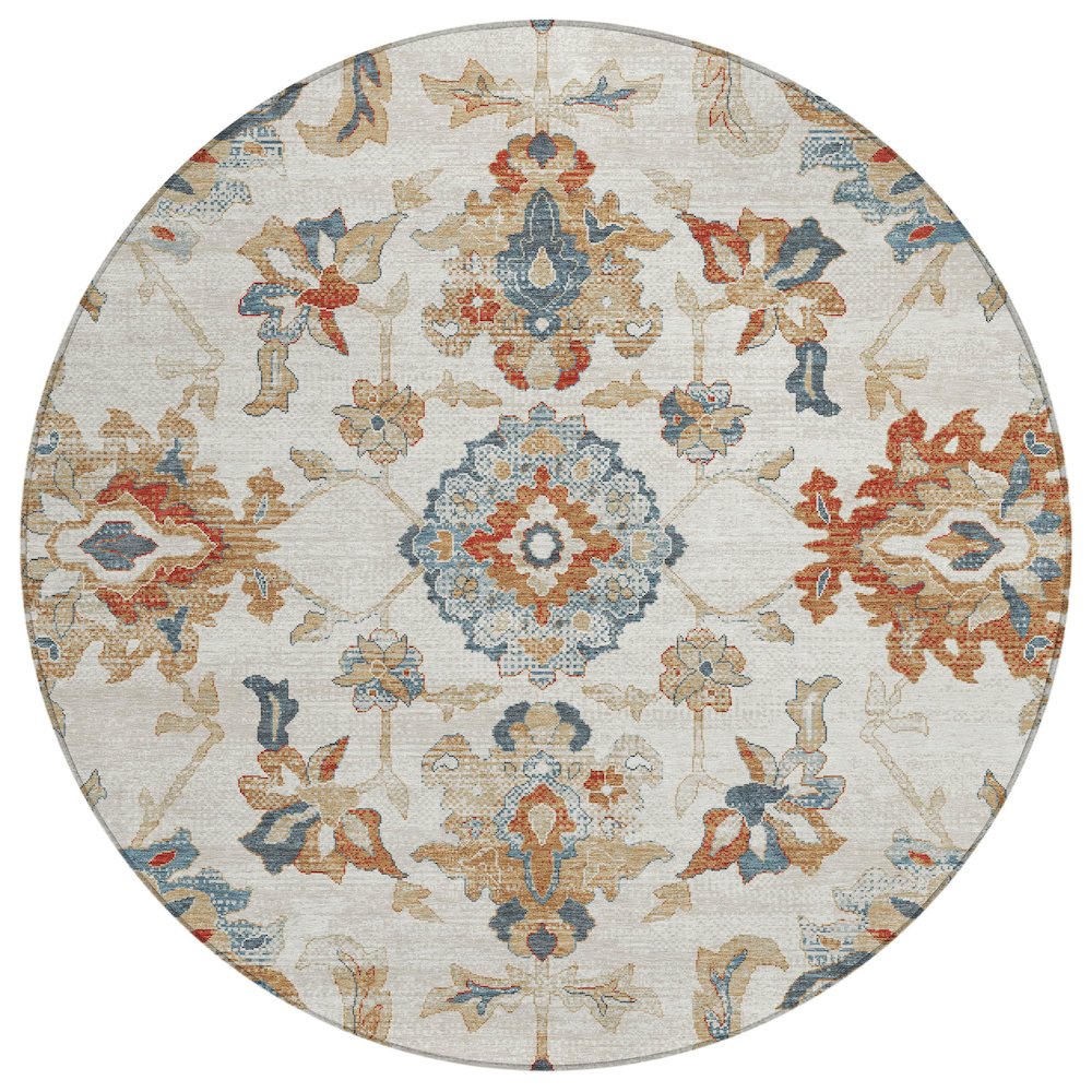 Machine Washable Indoor/Outdoor Chantille ACN2793 Ivory 8' x 8' Round Rug. Picture 1