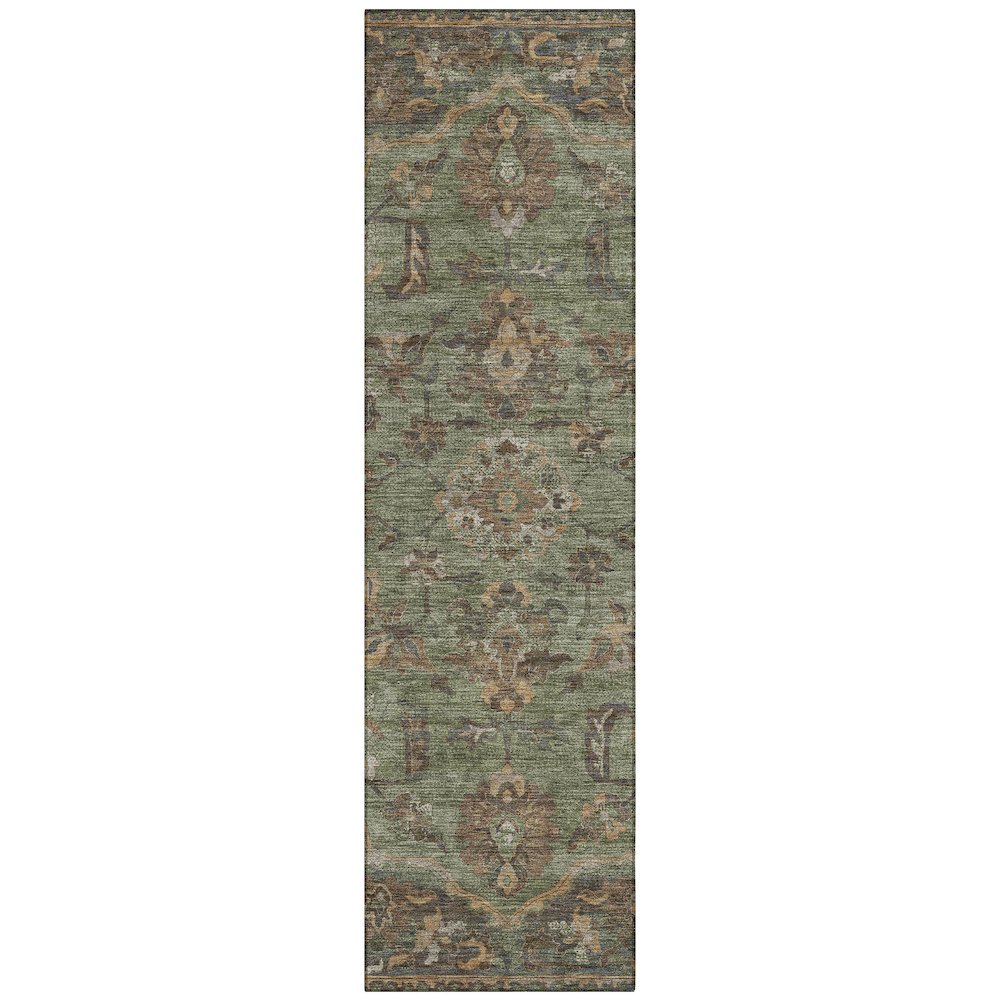 Machine Washable Indoor/Outdoor Chantille ACN2793 Green 2'3" x 7'6" Runner Rug. Picture 1