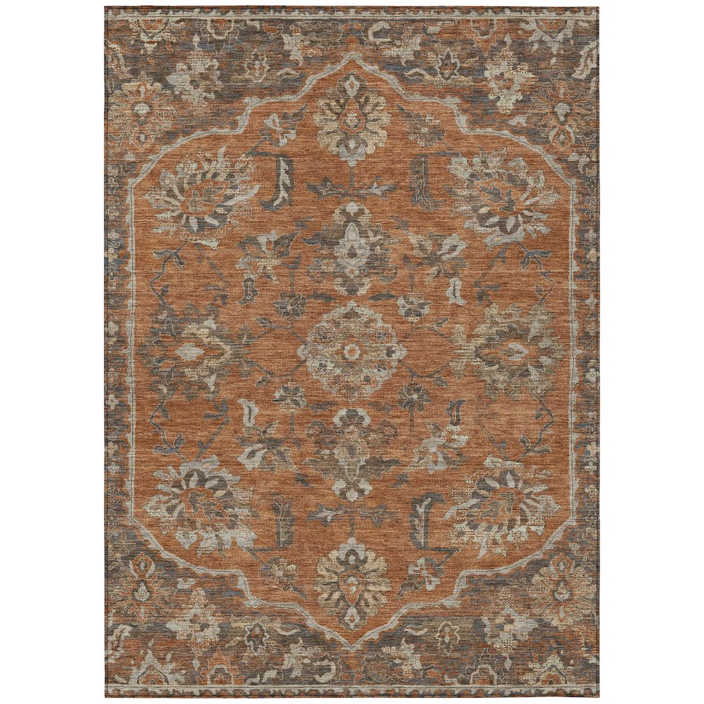 Machine Washable Indoor/Outdoor Chantille ACN2793 Orange 3' x 5' Rug. Picture 1