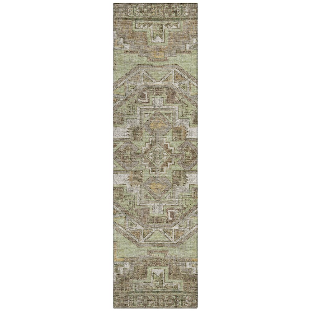 Machine Washable Indoor/Outdoor Chantille ACN2794 Green 2'3" x 7'6" Runner Rug. Picture 1