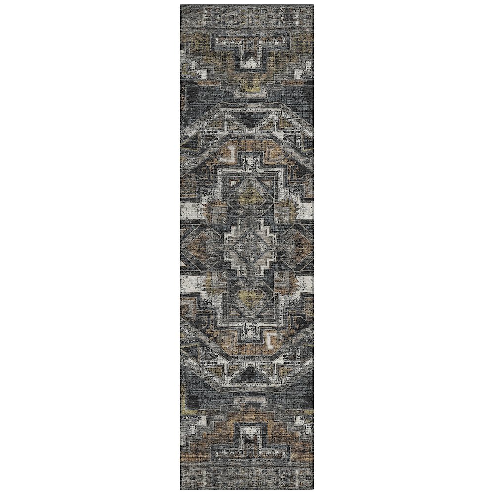 Machine Washable Indoor/Outdoor Chantille ACN2794 Black 2'3" x 7'6" Runner Rug. Picture 1