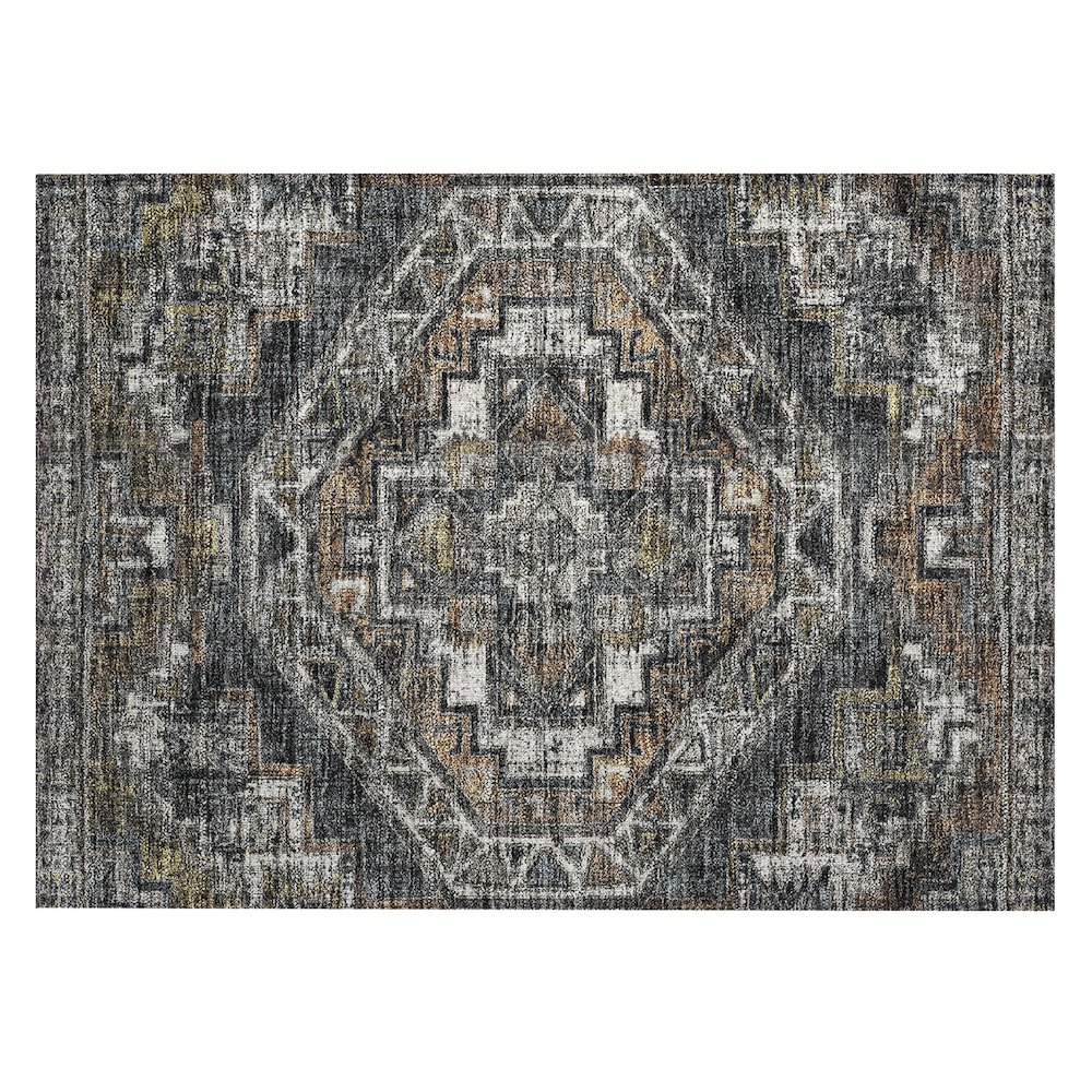 Machine Washable Indoor/Outdoor Chantille ACN2794 Black 1'8" x 2'6" Rug. Picture 1