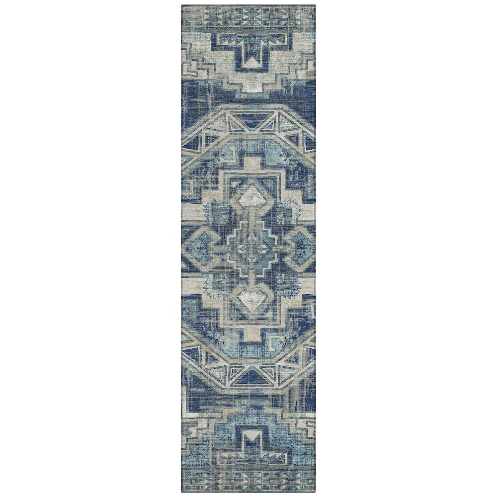 Machine Washable Indoor/Outdoor Chantille ACN2794 Blue 2'3" x 7'6" Runner Rug. Picture 1
