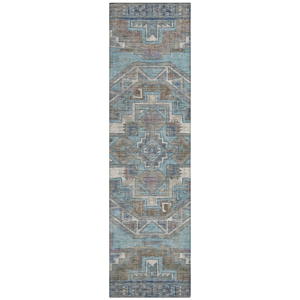 Machine Washable Indoor/Outdoor Chantille ACN2794 Teal 2'3" x 7'6" Runner Rug. Picture 1