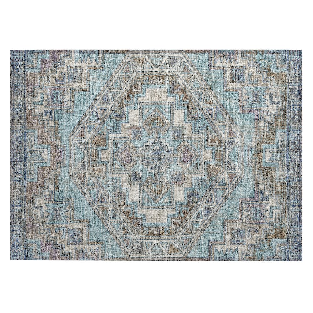 Machine Washable Indoor/Outdoor Chantille ACN2794 Teal 1'8" x 2'6" Rug. Picture 1