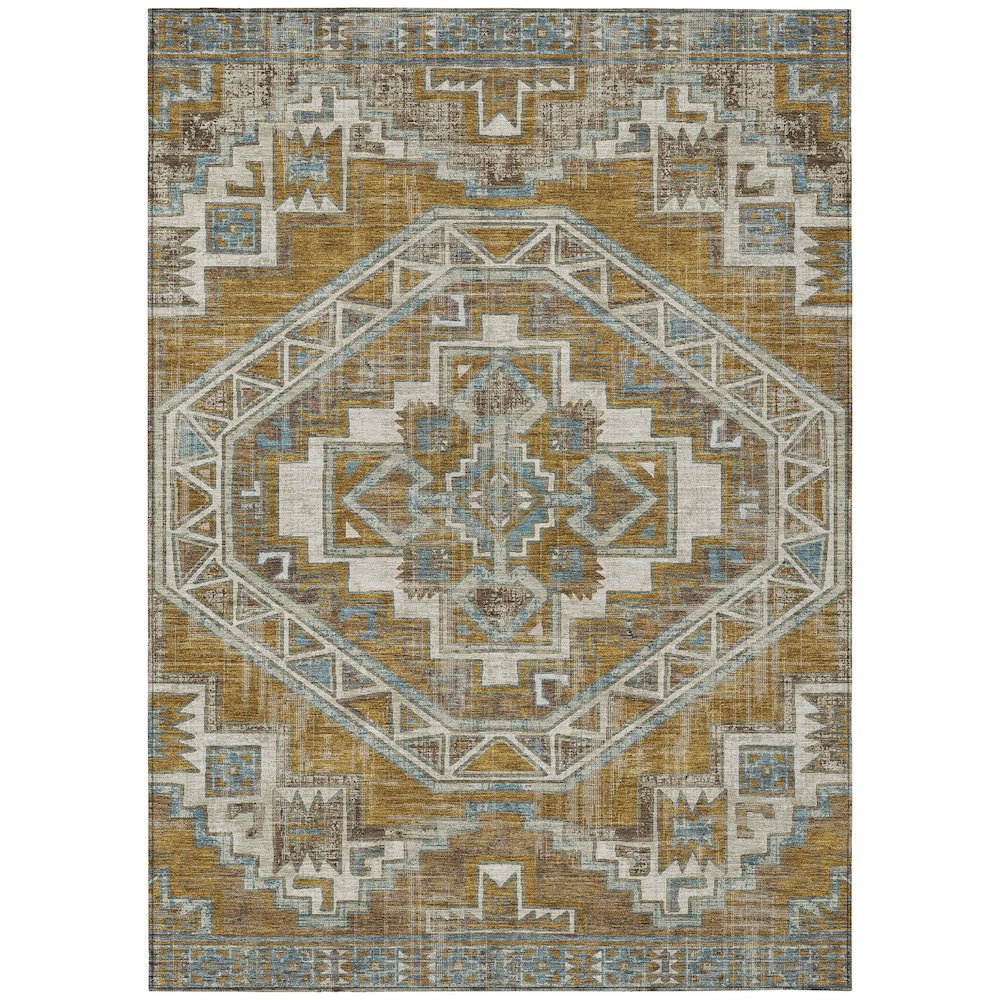 Machine Washable Indoor/Outdoor Chantille ACN2794 Gold 3' x 5' Rug. Picture 1