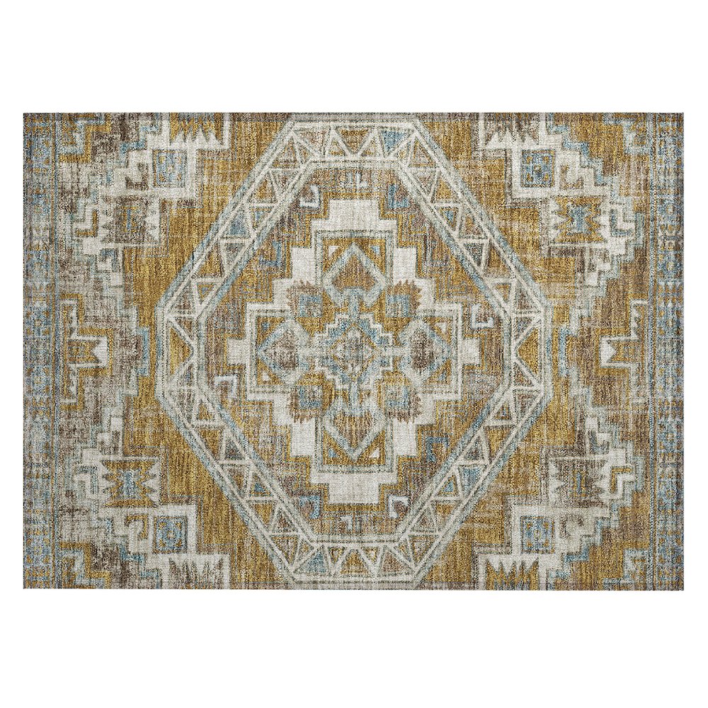 Machine Washable Indoor/Outdoor Chantille ACN2794 Gold 1'8" x 2'6" Rug. Picture 1