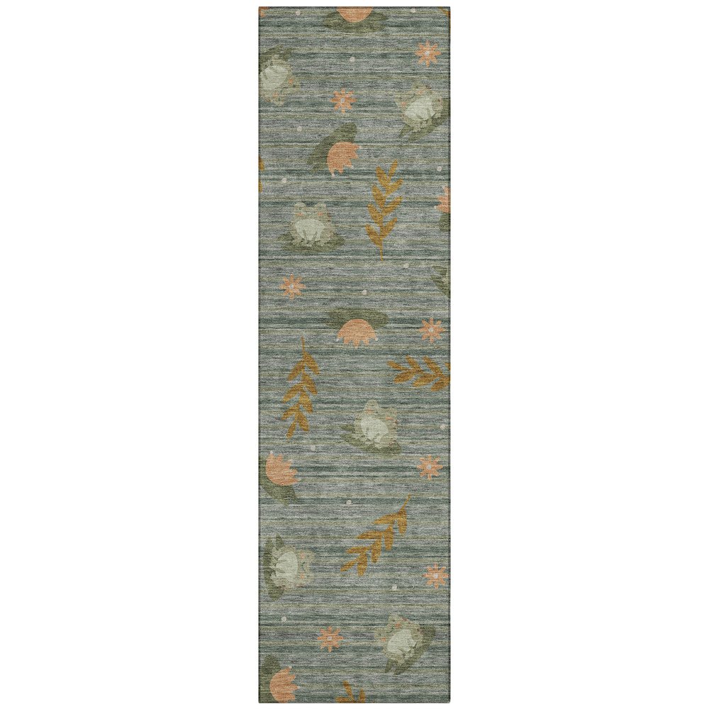 Machine Washable Indoor/Outdoor Chantille ACN2795 Green 2'3" x 7'6" Runner Rug. Picture 1